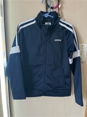 Boy’s Adidas Navy Track Jacket with White Stripes